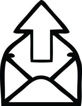 line drawing cartoon envelope with arrow png