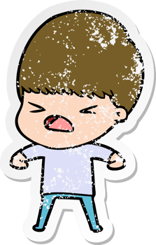 distressed sticker of a cartoon stressed man png