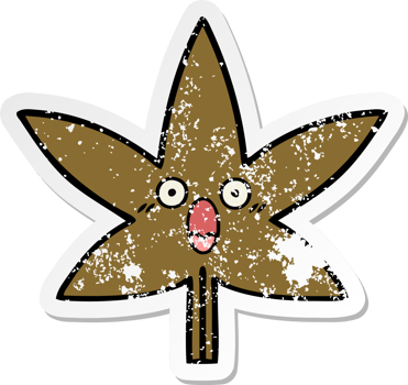 distressed sticker of a cute cartoon autumnal leaf png