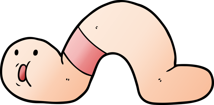 cartoon surprised worm drawing png