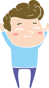 happy flat color style cartoon man png
