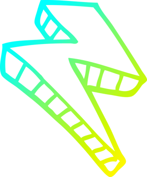 cold gradient line drawing cartoon lightning bolt png