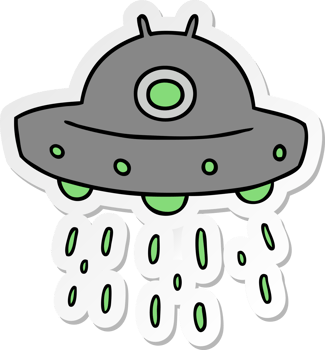 sticker cartoon doodle of an alien ship png