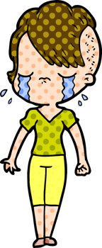 cartoon crying girl drawing png