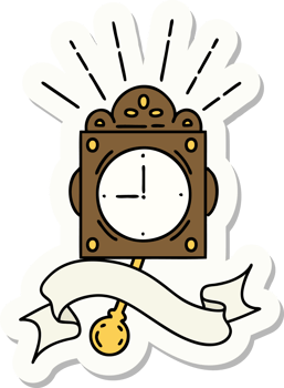 sticker of tattoo style ticking clock png