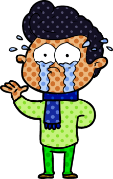 cartoon crying man drawing png