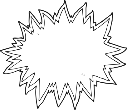 black and white cartoon explosion sign png