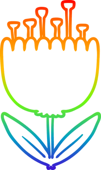 rainbow gradient line drawing cartoon flower png
