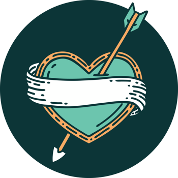 tattoo style icon of an arrow heart and banner png