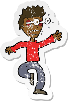 retro distressed sticker of a cartoon terrified man with eyes popping out png