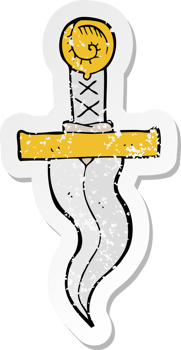 retro distressed sticker of a cartoon dagger png