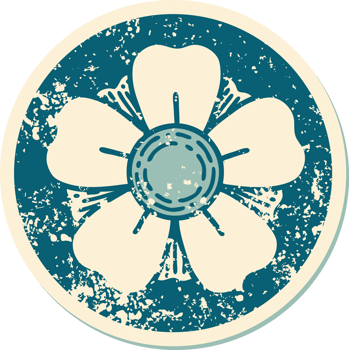 distressed sticker tattoo style icon of a flower png