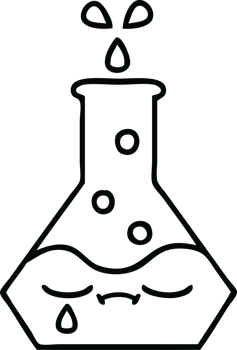 line drawing cartoon science beaker png