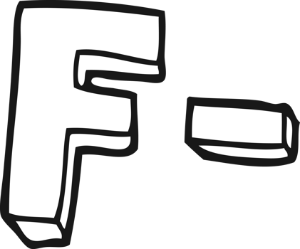 black and white cartoon F grade png