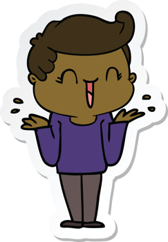 sticker of a cartoon laughing boy png