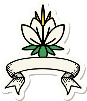tattoo sticker with banner of a water lily png