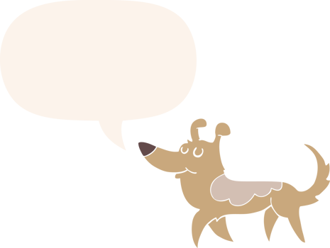 cartoon dog and speech bubble in retro style png