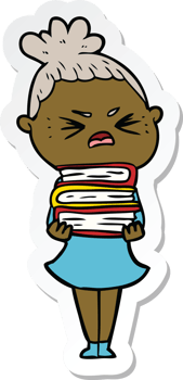 sticker of a cartoon angry woman png