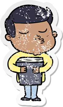 distressed sticker of a cartoon model guy pouting png