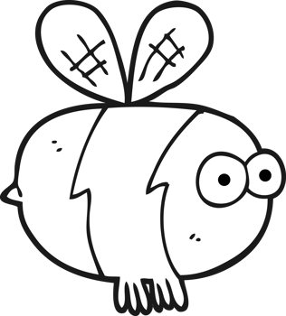black and white cartoon bee png