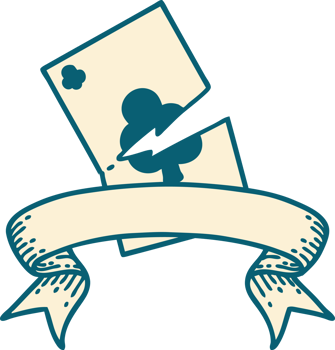 tattoo with banner of a torn card png
