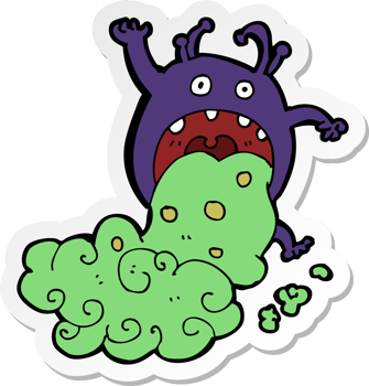 sticker of a cartoon gross monster being sick png