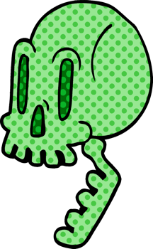 cartoon doodle green skull png