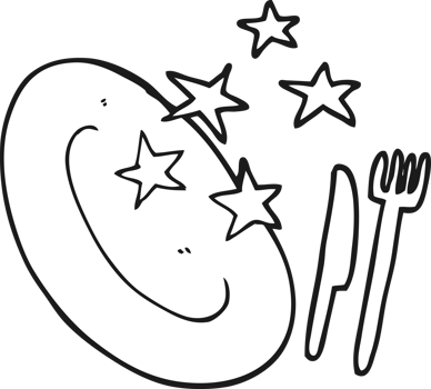 hand drawn black and white cartoon clean plate png