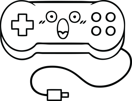 line drawing cartoon of a game controller png