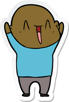 sticker of a happy cartoon bald man png