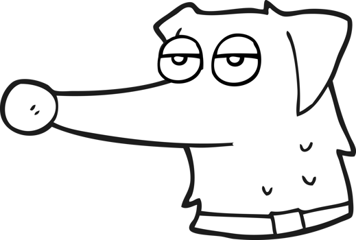 hand drawn black and white cartoon dog with collar png