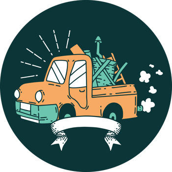 icon of a tattoo style truck carrying junk png