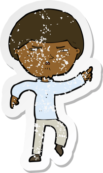 retro distressed sticker of a cartoon annoyed man png