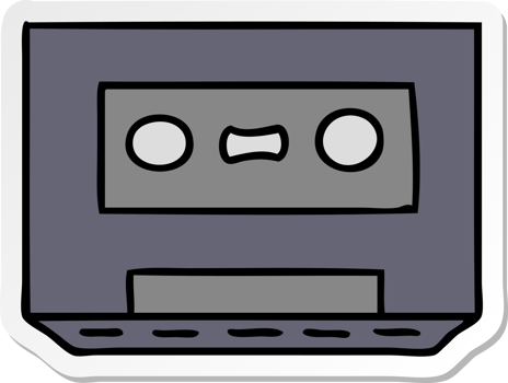 hand drawn sticker cartoon doodle of a sticker cassette tape png