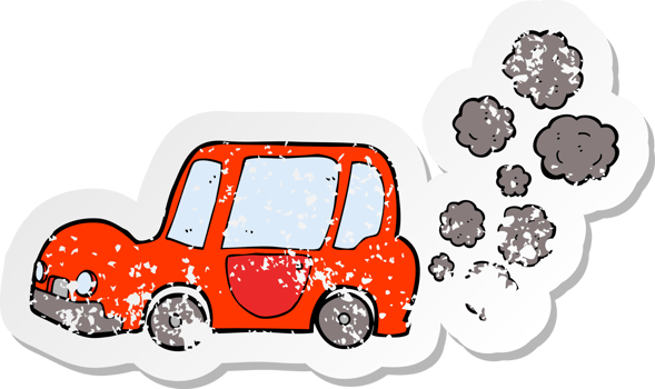 retro distressed sticker of a cartoon car png