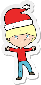 sticker of a cartoon man ready for christmas png