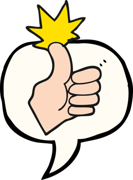 hand drawn speech bubble cartoon thumbs up png