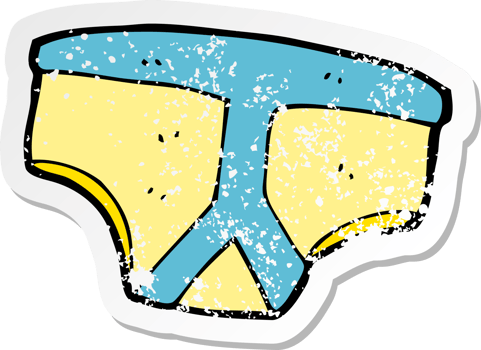 retro distressed sticker of a cartoon underpants png