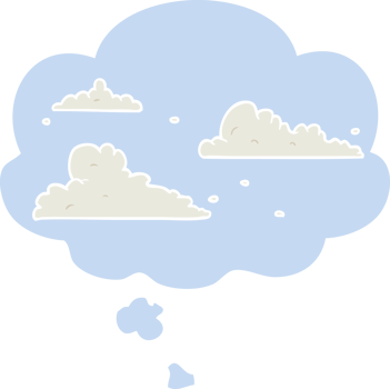 cartoon clouds with thought bubble in retro style png