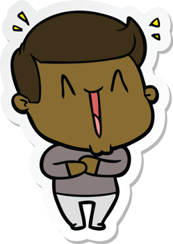 sticker of a cartoon excited man png