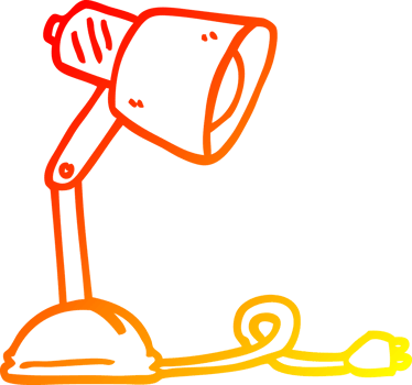 warm gradient line drawing of a cartoon desk lamp png
