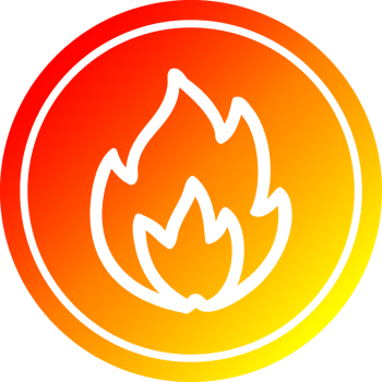 simple flame circular icon with warm gradient finish png