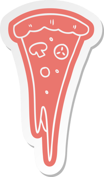 cartoon sticker of a slice of pizza png