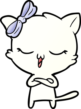 cartoon cat with bow on head png