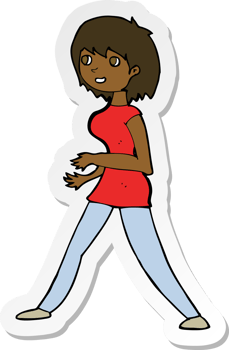 sticker of a cartoon woman walking png