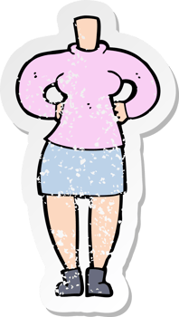 retro distressed sticker of a cartoon female body drawing png