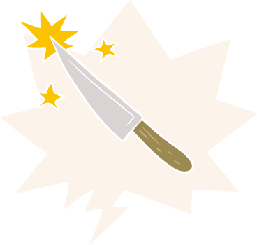 cartoon sharp kitchen knife with speech bubble in retro style png