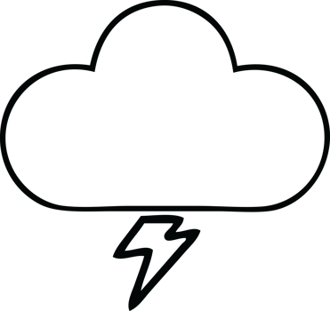 line drawing cartoon of a thunder cloud png