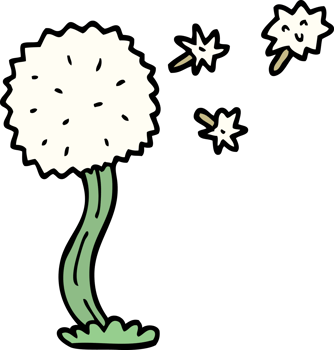 cartoon doodle blowing dandelion png