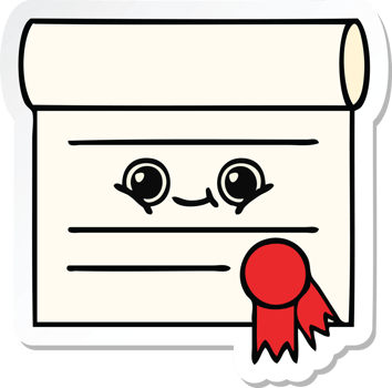 sticker of a cute cartoon certificate png